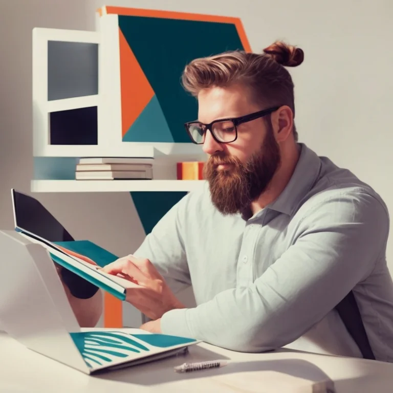 Persona revisando contenido formativo en línea en una laptop con materiales de logística y turismo